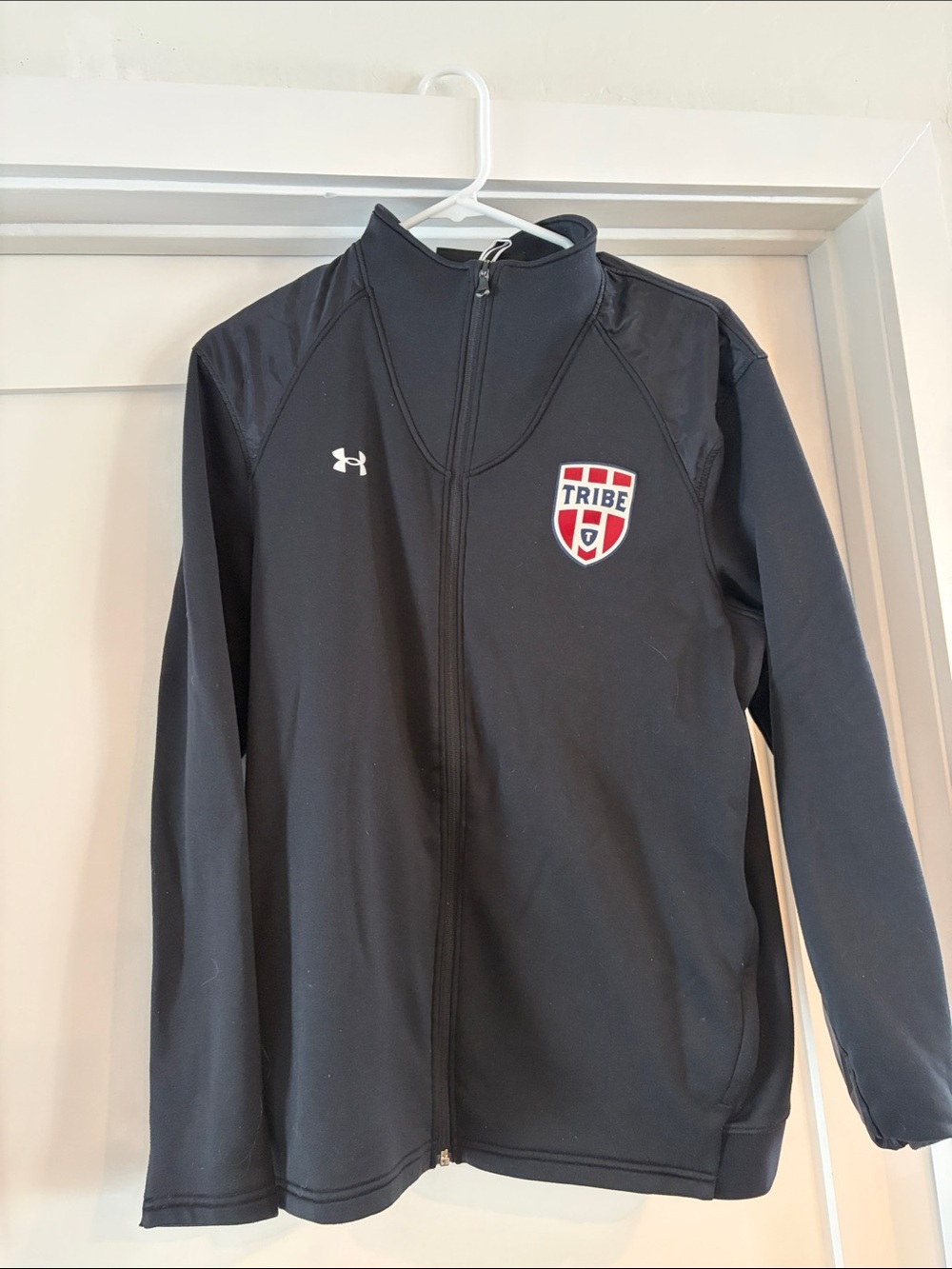 Tribe Volleyball Zip Under Armour Black Track Jacket w Red & White Tribe Shield